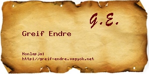 Greif Endre névjegykártya